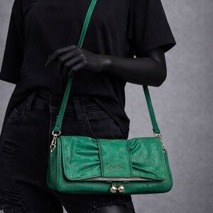 Jessica Simpson Green Bow-Front Shoulder Bag with Crossbody Strap